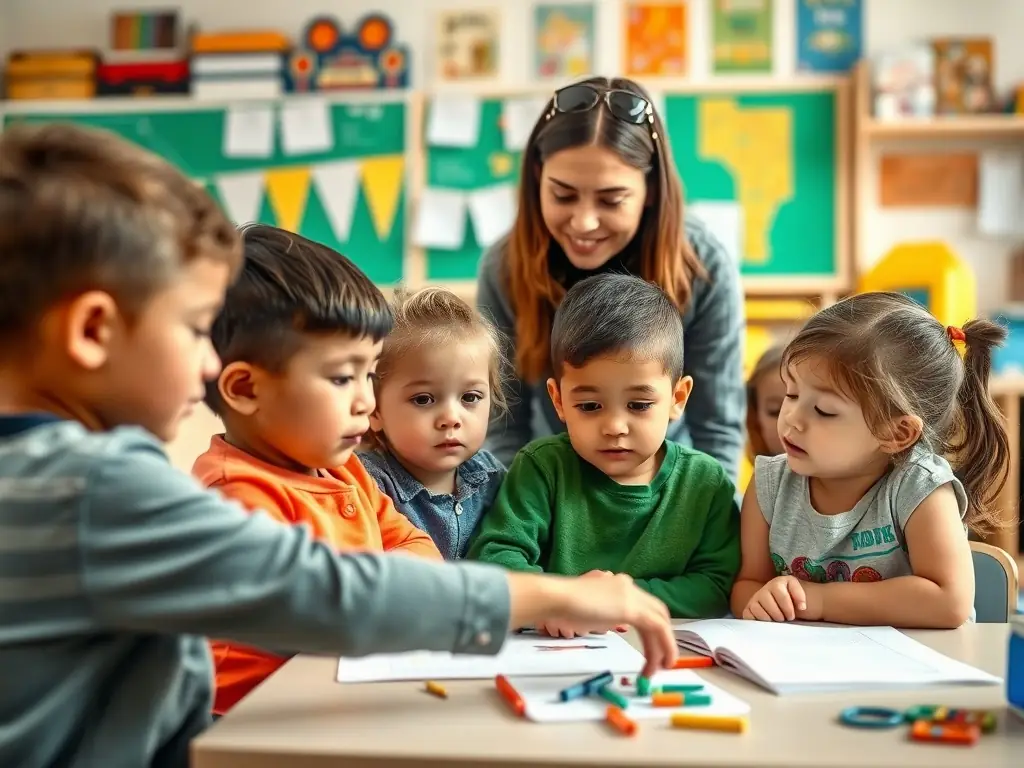 A vibrant image showcasing children participating in an educational activity or workshop, emphasizing SOLIDARITE ET DEVELOPPEMENT's commitment to fostering learning and growth among young community members.